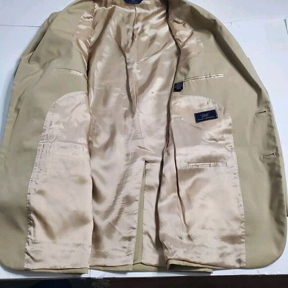 Brooks Brothers Blazer Size 44R Beige Cotton Blend Cupro Lining Jacket 346 Mens - Picture 12 of 16